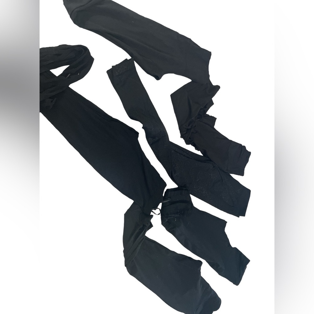 Six pair of women’s black leggings size small various styles sports play work